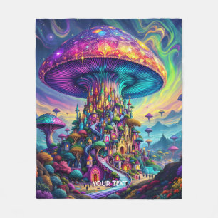 Fantasy Cute Mushroom Rainbow Skies Fleece Blanket