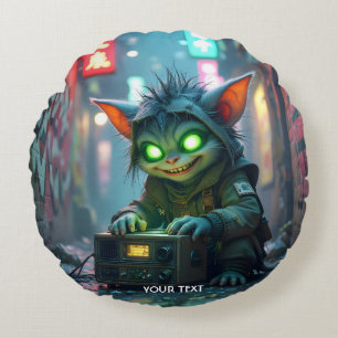 Fantasy Cute Music Joy Street Round Cushion
