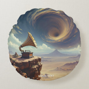 Fantasy Cute Music Of Desert Round Cushion