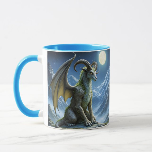 Fantasy Cute Mythical Ram Dragon Mug (Left)