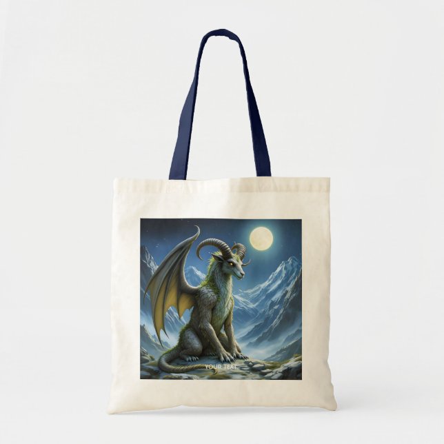 Fantasy Cute Mythical Ram Dragon Tote Bag (Front)