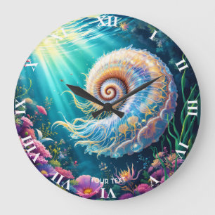 Fantasy Cute Nature Underwater World Large Clock