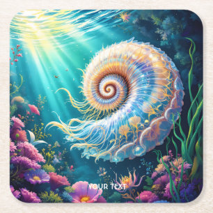 Fantasy Cute Nature Underwater World Square Paper Coaster