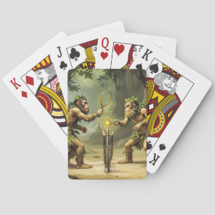 Fantasy Cute Neandertals Playing Tennis Playing Cards