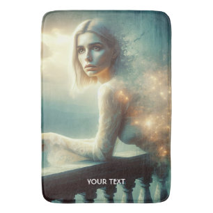 Fantasy Cute Night Girl Sadness Bath Mat
