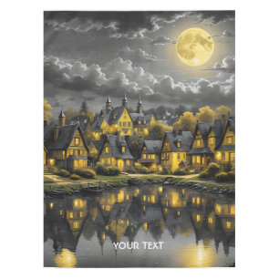 Fantasy Cute Night Lake Moon Tablecloth