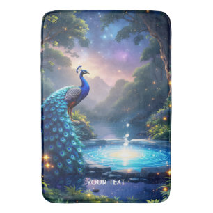 Fantasy Cute Night Puddle Peacock Bath Mat