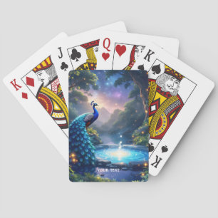 Fantasy Cute Night Puddle Peacock Playing Cards