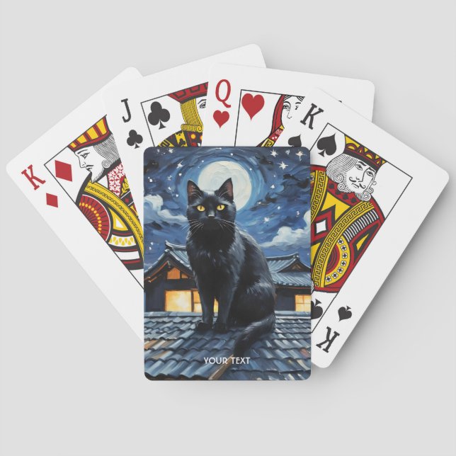 Fantasy Cute Night Stars Cat Playing Cards (Back)
