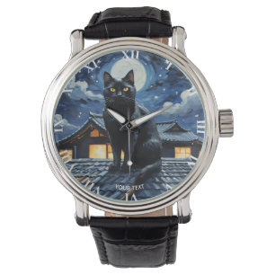 Fantasy Cute Night Stars Cat Watch