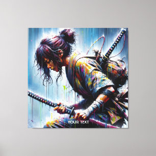 Fantasy Cute Ninja Female Katana Canvas Print