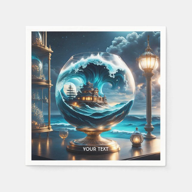 Fantasy Cute Ocean In Glass Napkin (Front)