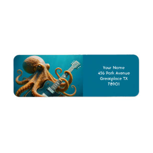 Fantasy Cute Octopus Playing Guitar