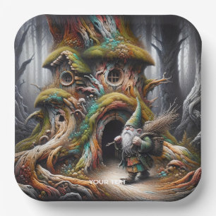 Fantasy Cute Old Forest Traveller Paper Plate