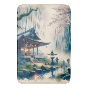 Fantasy Cute Old Japanese Shrine Bath Mat