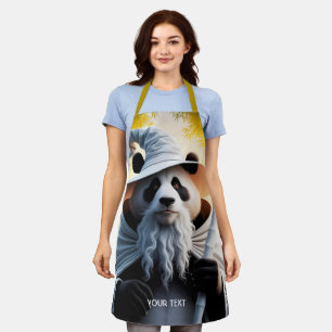 Fantasy Cute Old Panda Wizard Apron