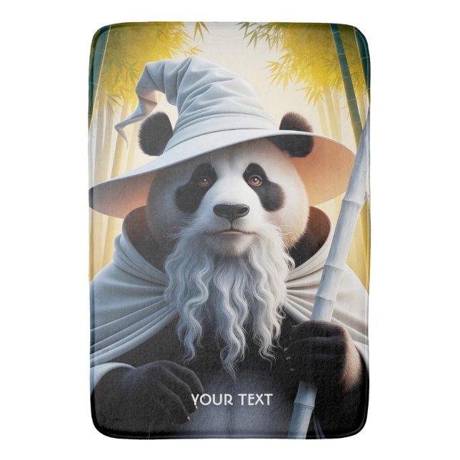 Fantasy Cute Old Panda Wizard Bath Mat (Front Vertical)