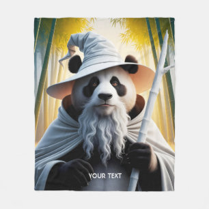 Fantasy Cute Old Panda Wizard Fleece Blanket