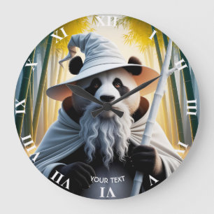Fantasy Cute Old Panda Wizard Large Clock