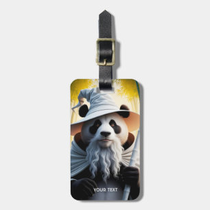 Fantasy Cute Old Panda Wizard Luggage Tag