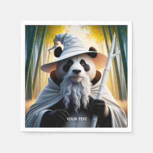 Fantasy Cute Old Panda Wizard Napkin