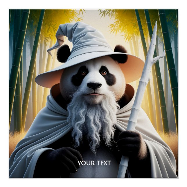 Fantasy Cute Old Panda Wizard Poster (Front)