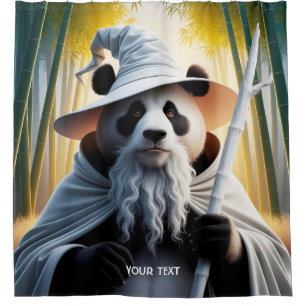 Fantasy Cute Old Panda Wizard Shower Curtain