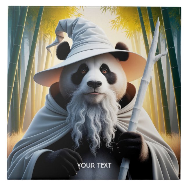 Fantasy Cute Old Panda Wizard Tile (Front)