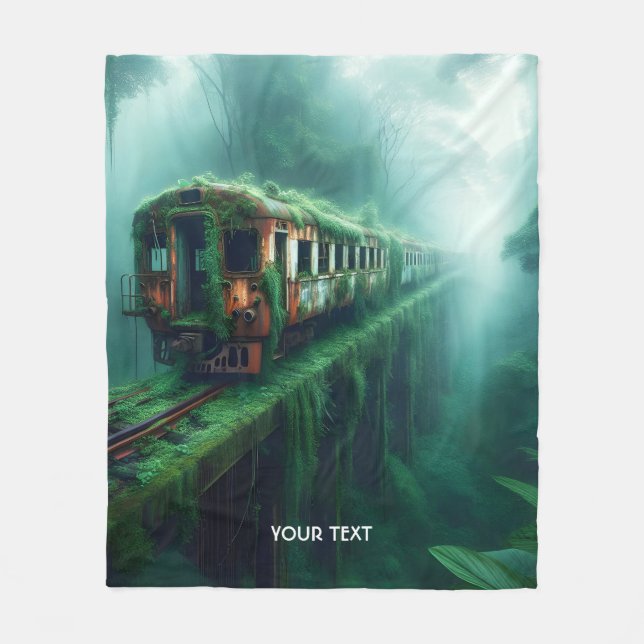 Fantasy Cute Old Past Train Fleece Blanket (Front)