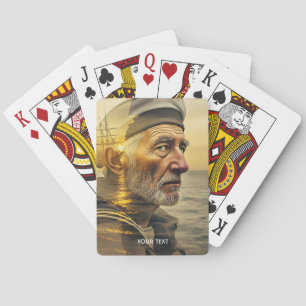 Fantasy Cute Old Sailor Sea Playing Cards