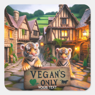 Fantasy Cute Only Vegans Allowed Square Sticker