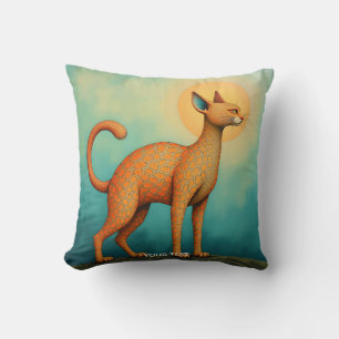 Fantasy Cute Orange Abstract Cat Cushion