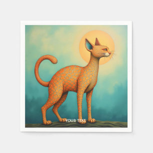 Fantasy Cute Orange Abstract Cat Napkin