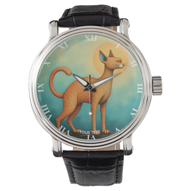 Fantasy Cute Orange Abstract Cat Watch (Front)