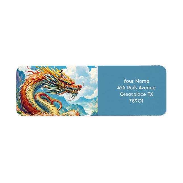 Fantasy Cute Orange Dragon Mountains (Front)