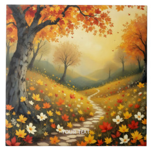 Fantasy Cute Orange Fall Forest Tile