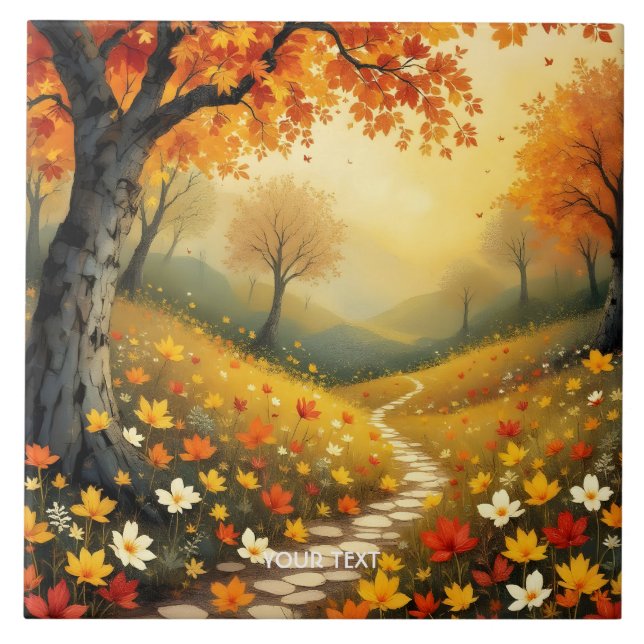 Fantasy Cute Orange Fall Forest Tile (Front)
