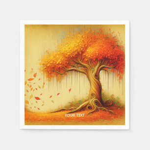 Fantasy Cute Orange Fall Tree Napkin