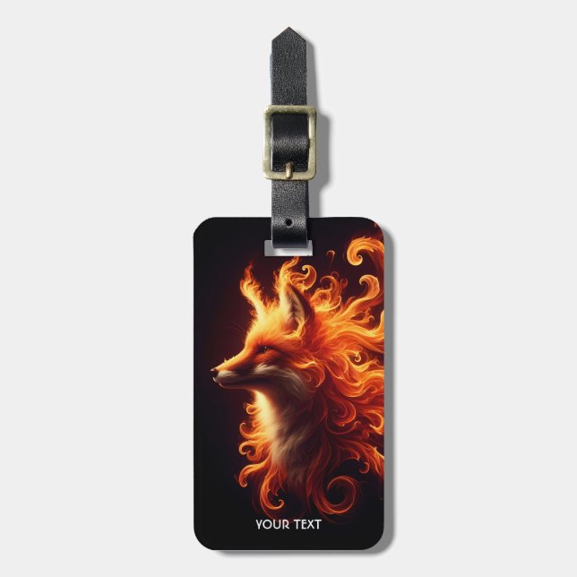 Fantasy Cute Orange Fox Fire Luggage Tag (Front Vertical)