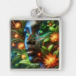 Fantasy Cute Orange Green Girl  Key Ring