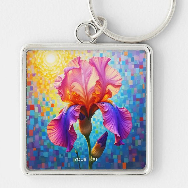 Fantasy Cute  Orange Pink Flower Key Ring (Front)