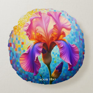 Fantasy Cute Orange Pink Flower Round Cushion