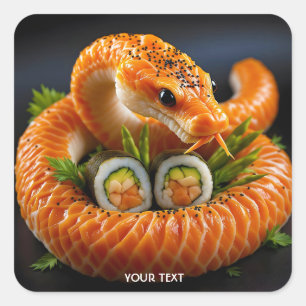 Fantasy Cute Orange Snake Sushi Square Sticker