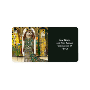Fantasy Cute Otter Art Deco Label