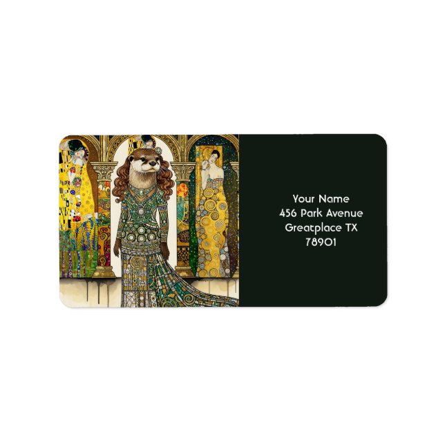 Fantasy Cute Otter Art Deco Label (Front)