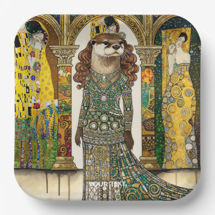 Fantasy Cute Otter Art Deco Paper Plate