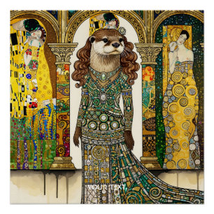 Fantasy Cute Otter Art Deco Poster