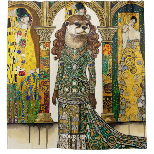 Fantasy Cute Otter Art Deco Shower Curtain