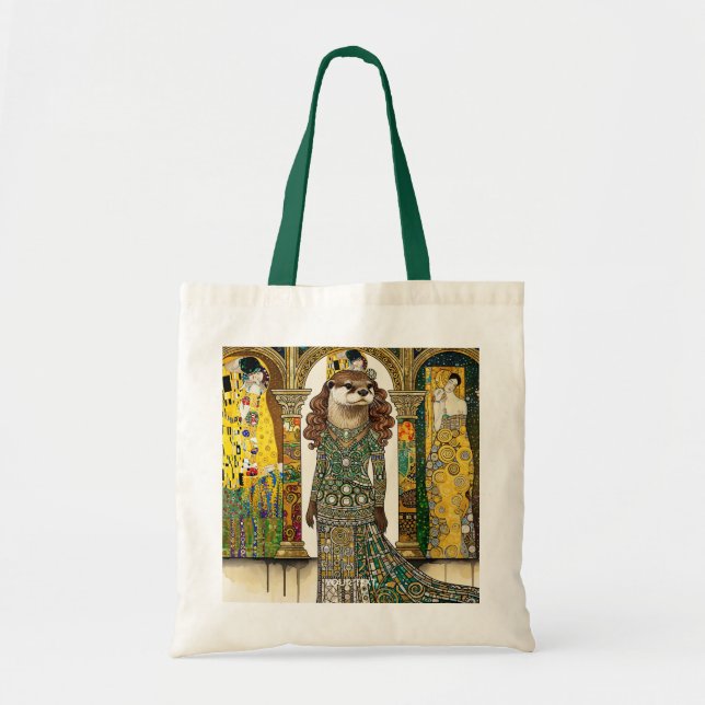 Fantasy Cute Otter Art Deco Tote Bag (Front)