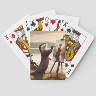 Fantasy Cute Otter Painting Portrait Playing Cards